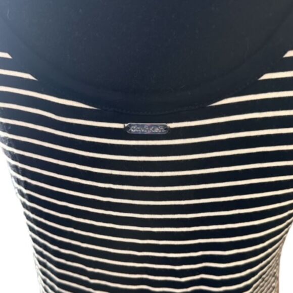 Calvin Klein Striped Patch Pocket Maxi Dress Black / White - Picture 5 of 6